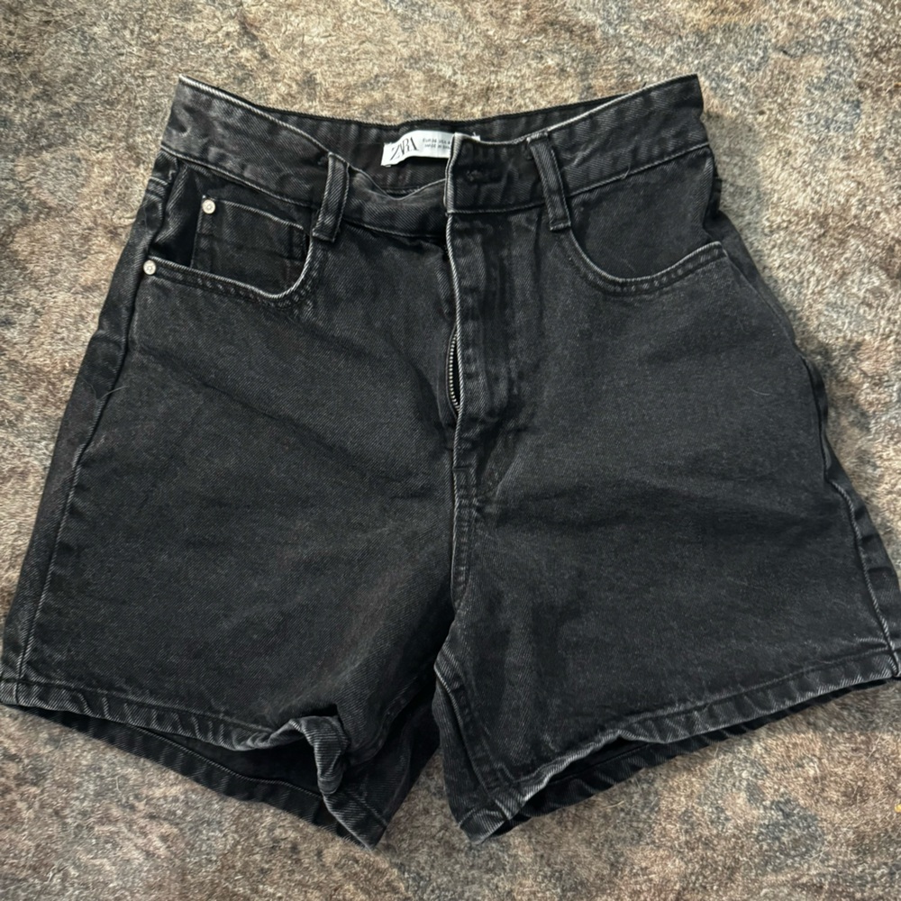 Zara black denim shorts